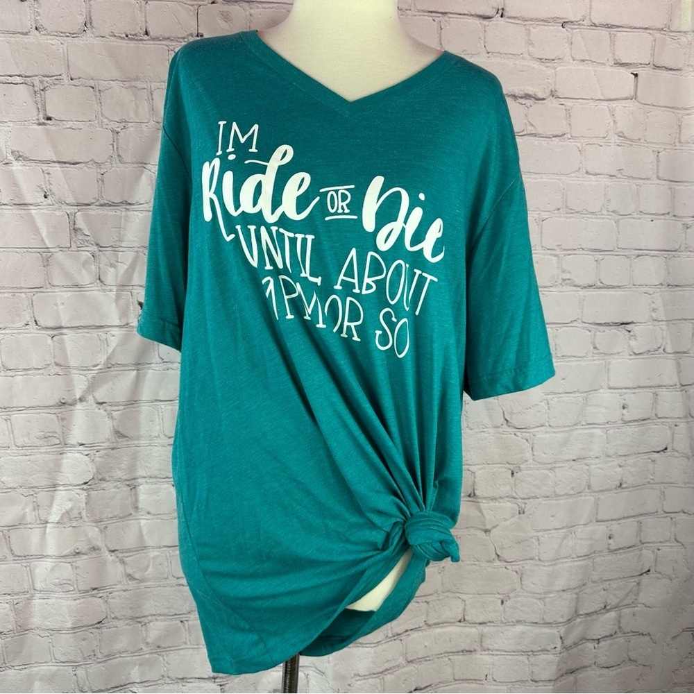 NWT bella canvas boutique "Ride or die till 9PM" graphic Tee layering gen X XL